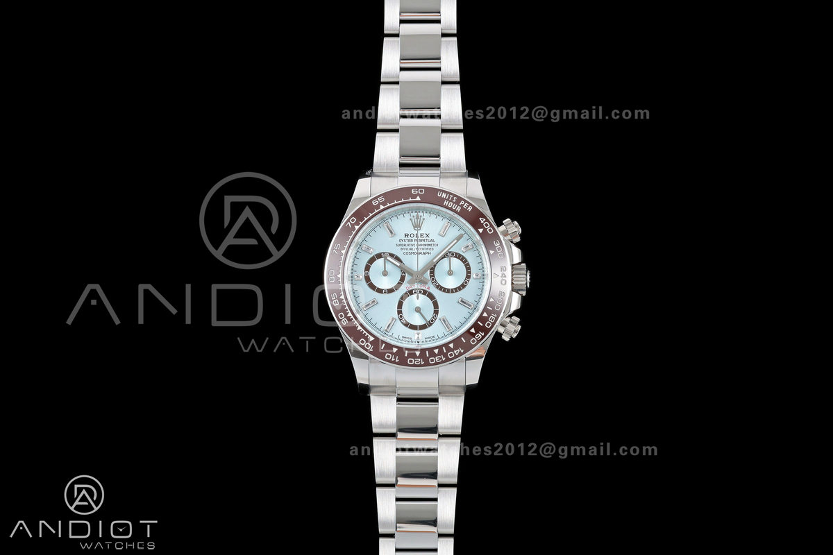 Daytona 126506 RWF 1:1 Best Edition Ice Blue Crystal Dial on SS Bracelet JH4131 Free Sprung (Weighted)
